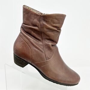 ABEO Biosystem Women's Brown Slouched Leather Ankle Boots Size 7M Casual